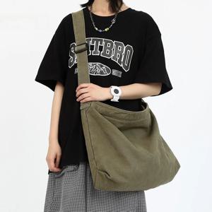 대형 캐패시 캔버스 가방 남성용 크로스바디 백 싱글 숄더백 캐주얼 일본식 천 가방 핸드백