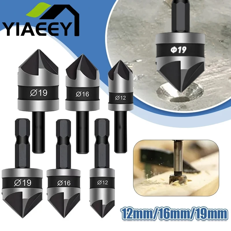 카운터싱크 드릴 비트 3개 모따기 90 ° 목재 금속 모따기 커터 모따기 금속 드릴링 비트 세트용 탄소강 드릴 비트