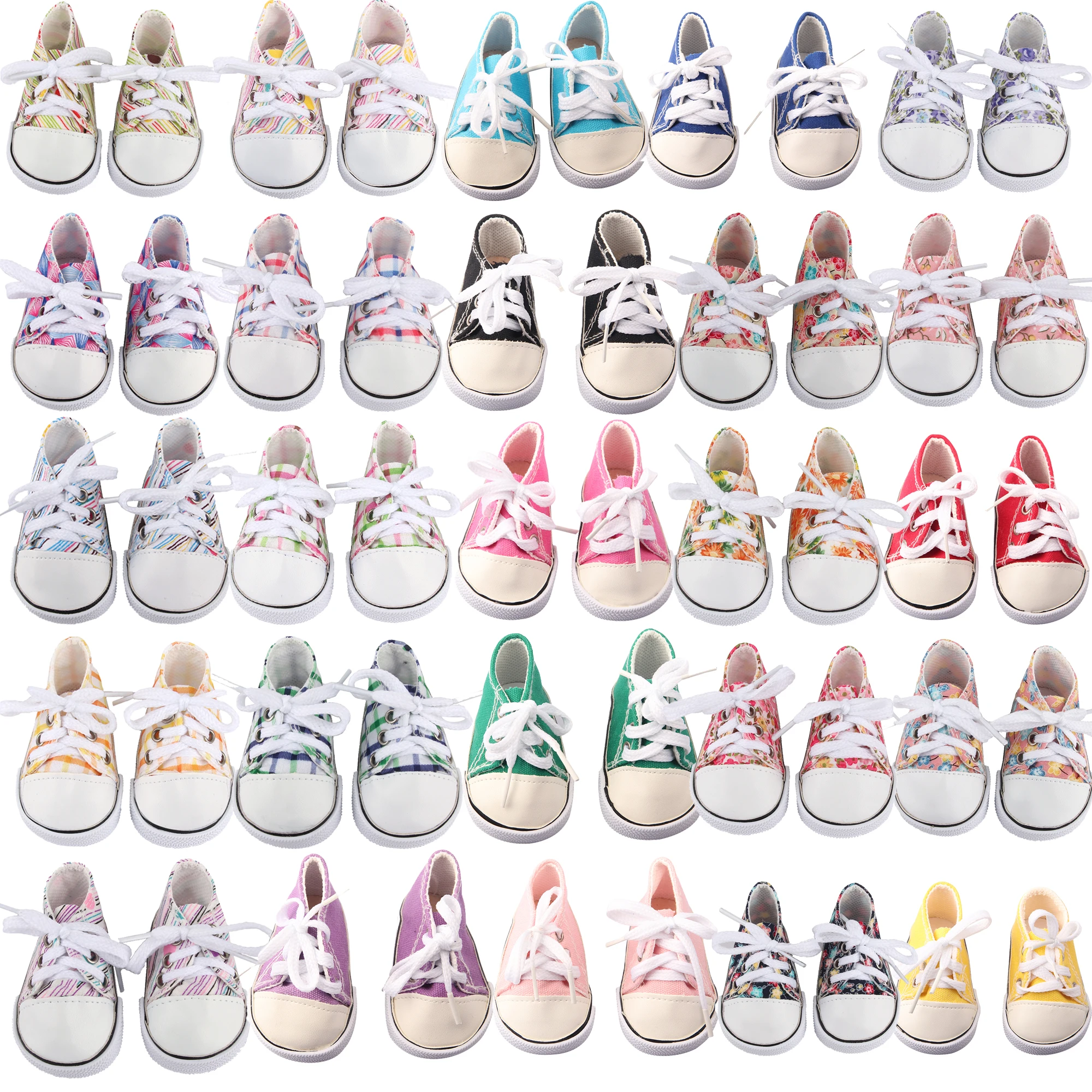 미국 18 인치 소녀 인형 캔버스 신발 7cm 패션 라인, 꽃 운동화 부츠 43cm 아기 새로 태어난 & DIY 러시아, OG 인형 장난감