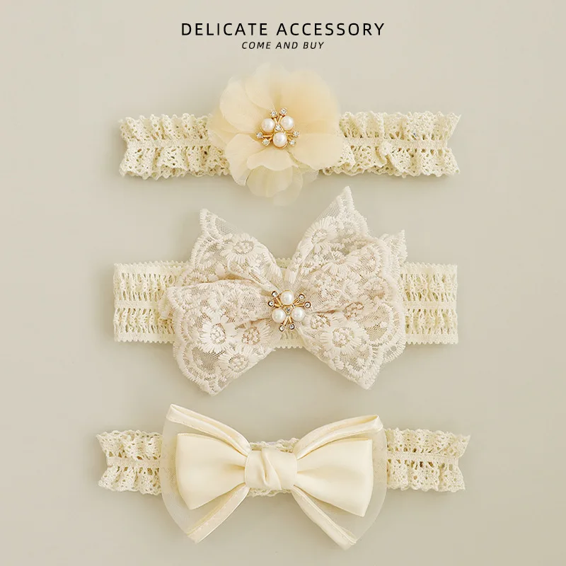 공주 레이스 Florwers Bowknot 아기 머리띠 탄성 소녀 헤어 밴드 신생아 유아 액세서리 사진 소품 모자를 쓰고 있죠 2025