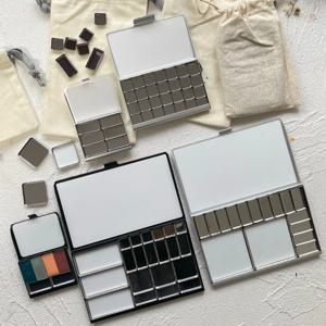 TN 여행 수채화 상자 휴대용 포장 Acuarela 팔레트 마그네틱 그리드 조합 컬러 팔레트 초보자 그림 용품