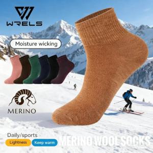 WRELS 1/2/3pairs 메리노 울 양말 하이킹 양말 따뜻한 쿠션 양말 수분 흡수 양말 열 통기성 부드러운 스포츠 양말