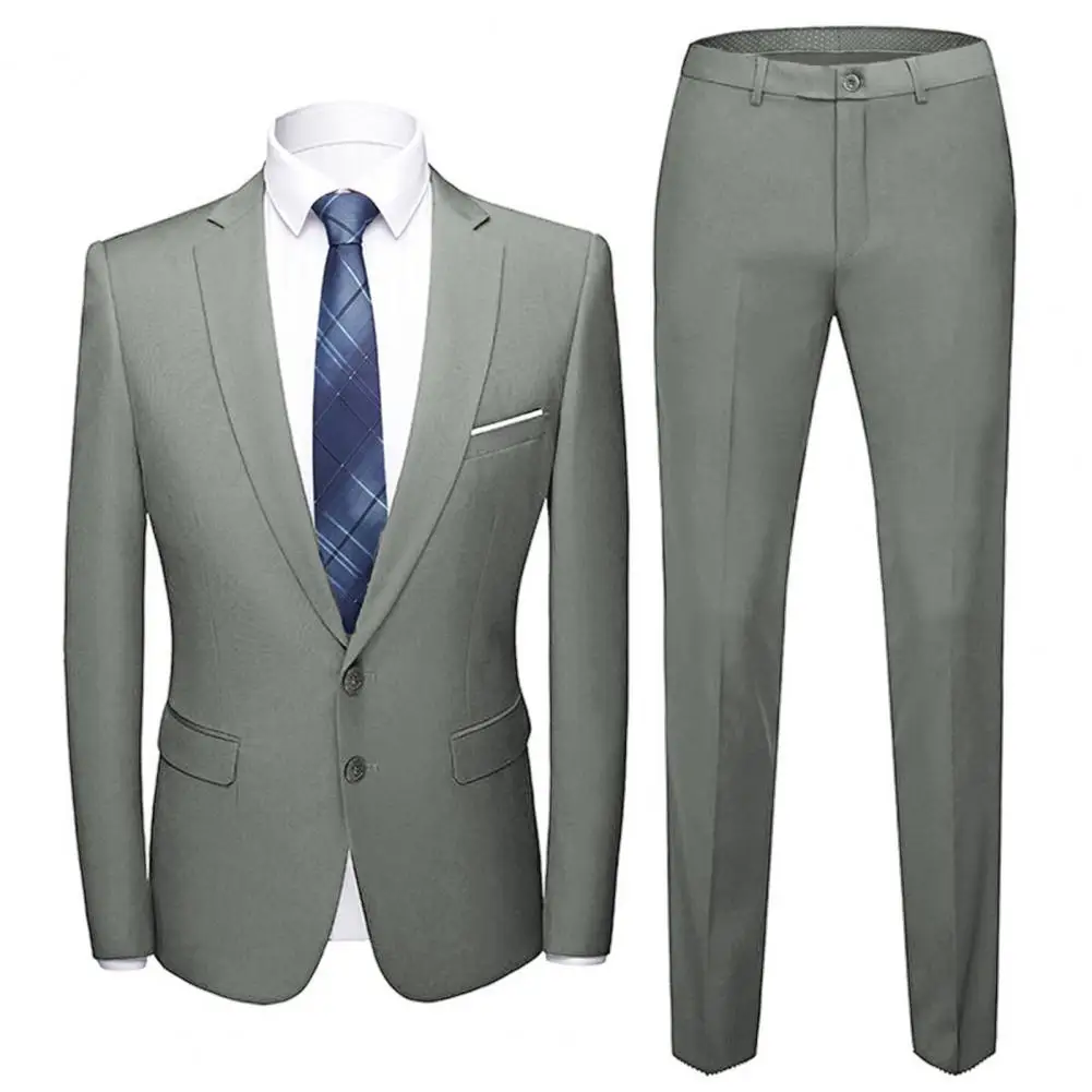 2026 패션 고급 브랜드 캐주얼 비즈니스 남성 블레이저 캐주얼 블레이저 정장 세트 신랑 웨딩 가운 블레이저 바지 세트