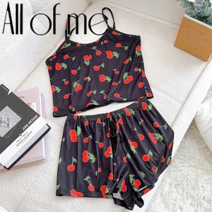 여성용 새틴 파자마 세트 2피스, 섹시한 스트랩 베스트 탑 반바지 나이트웨어 파자마, 섹시한 란제리 수면 반바지 세트 잠옷