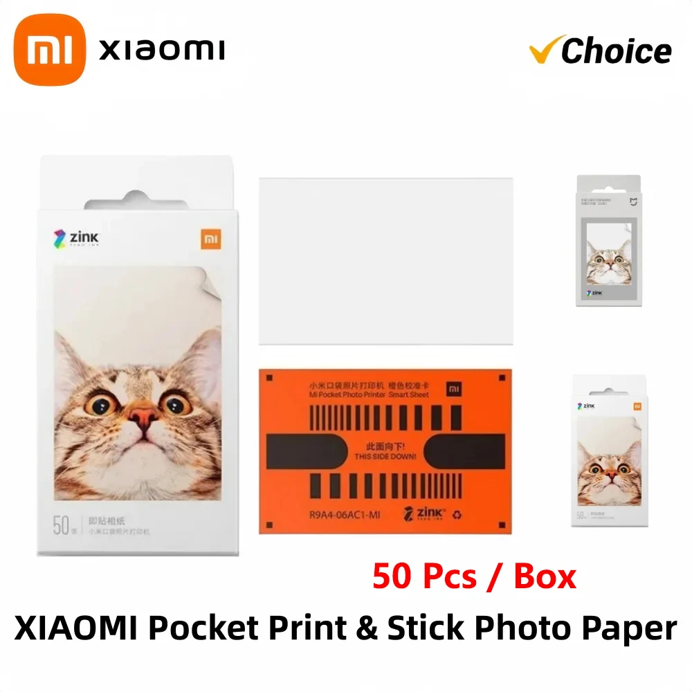 오리지널 샤오미 ZINK 포켓 프린터 용지 자가 접착 사진 인쇄 50매 샤오미 3인치 미니 포켓 사진 프린터 50매
