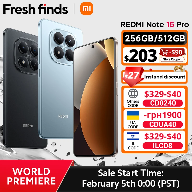 샤오미 레드미 노트 15 프로 4G 유럽 버전 8GB 256GB MTK Helio G200-울트라 6.77인치 AMOLED 디스플레이, 120Hz, 200MP OIS, 6500mAh