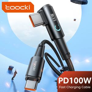 Toocki-100W USB C TO C 타입 케이블 PD 고속 충전기, 삼성 화웨이 샤오미 맥북 포코 엘보 90 도 USB 2.0 데이터 코드 와이어