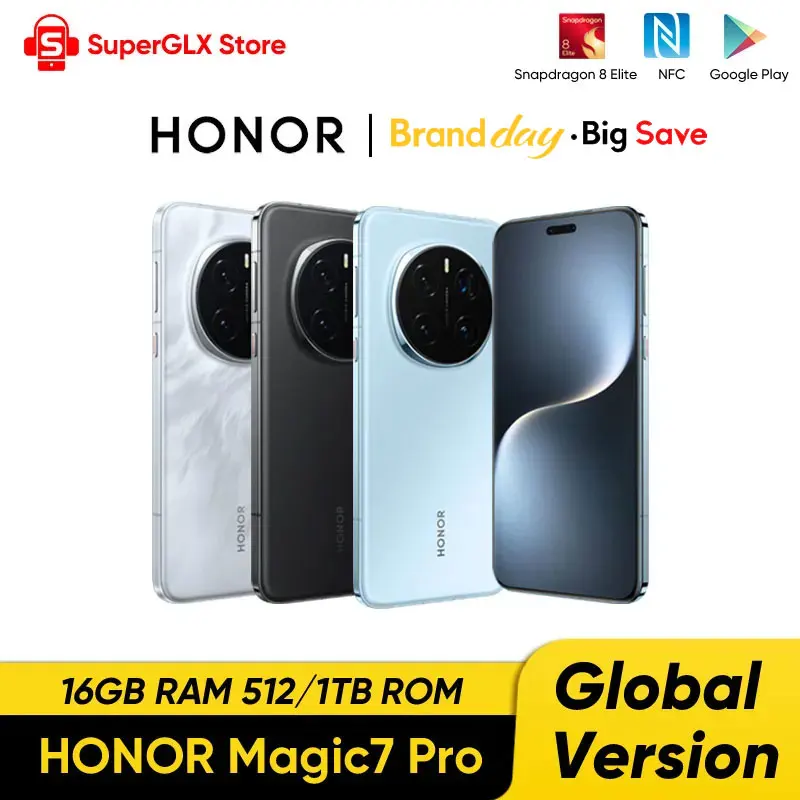 【재고 있음】글로벌 버전 HONOR Magic7 Pro 5G 스마트폰 매직 7 프로 스냅드래곤 8 엘리트 120Hz OLED 스크린 100W 고속 충전
