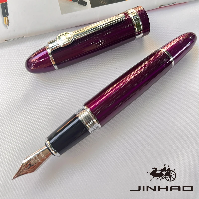 1 PCS JINHAO 159 클래식 디자인 실버 트림 서예 이리듐 비즈니스 펜 변환기 포함