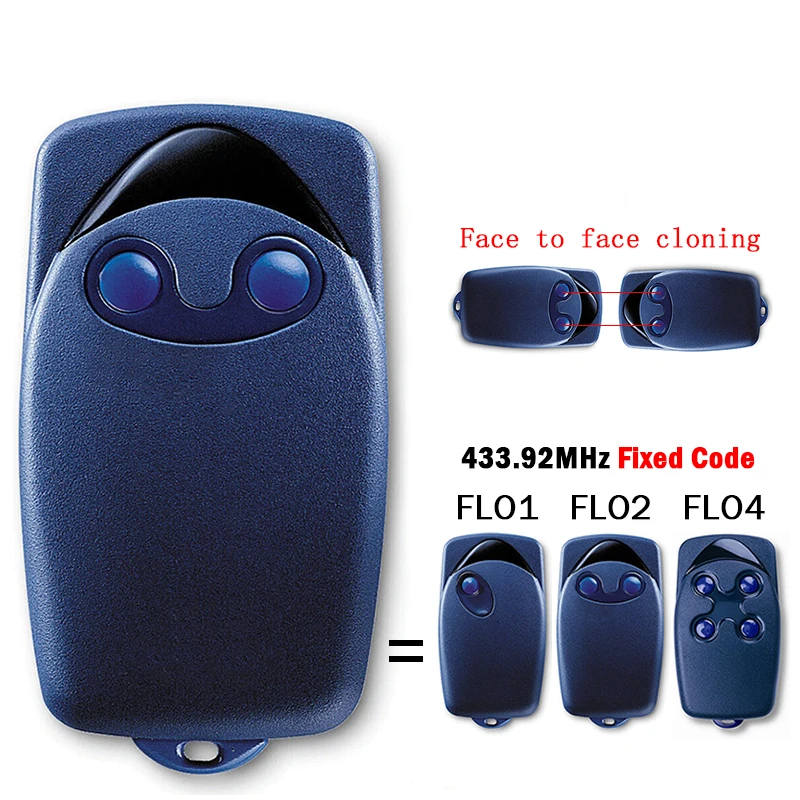 복제 FLO1 FLO2 FLO4 차고 문 원격 제어 복사기 433.92MHz 고정 코드 게이트 원격 제어 오프너 핸드 송신기