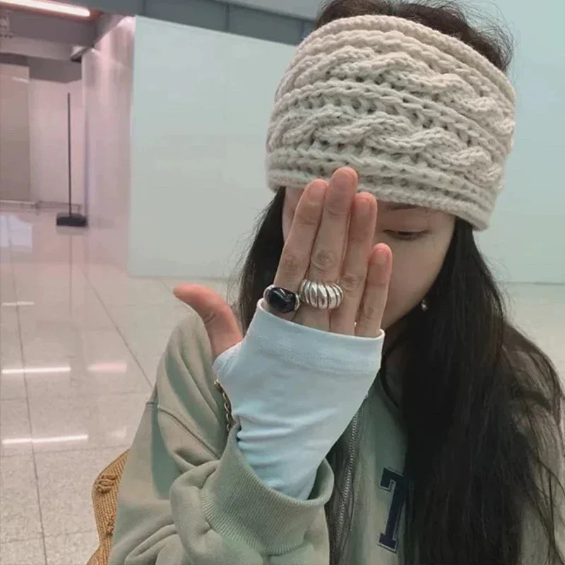 트위스트 나비 넥타이 헤어 밴드 여성용 니트 헤어 밴드 터번 가을 겨울 따뜻한 방풍 헤어 후프 헤드 랩 헤어 액세서리