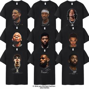 농구 스타 조지 어빈 로드맨 아바타 반팔 코튼 티셔츠 아메리칸 캐주얼 농구 스포츠 플러스 사이즈 여름 Y2k