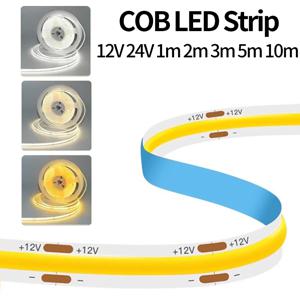 12V 24V COB LED 스트립 빛 320LED/m 10M 5M 3M 2M 1M 유연한 LED 테이프 조명 DIY 캐비닛 침실 홈 장식