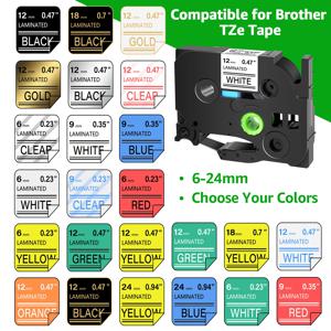 Brother TZ TZe-231 Tze-251 TZe-241 라벨 테이프 용 12mm 테이프 P-Touch PT-1000 PT-D400 프린터와 호환되는 흰색 리본에 검정색