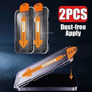 아이폰17, 17 에어, 17 프로맥스, 14, 15 플러스, 11, 12 프로맥스, 13 미니, 16 프로맥스용 풀커버 강화유리 2개, 원클릭 설치