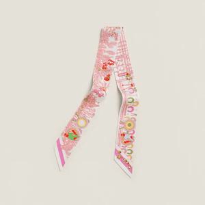 새로운 HK2025 스몰 호스 포스트 트윌 실크 스카프 00% 멀베리 실크 핸들 백 묶는 리본 헤어 번들링 벨트 드리프팅 밴드