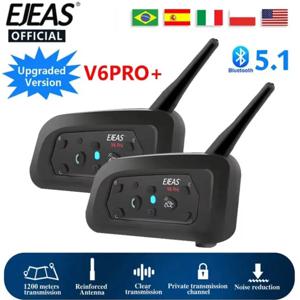 EJEAS 1/2Pcs Type C V6 Pro 모토 인터콤 블루투스 헬멧 헤드셋 6 명의 라이더를위한 오토바이 인터폰 워키 토키