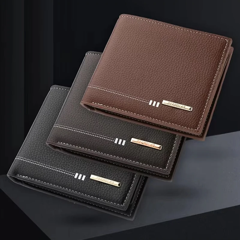 1개 신상 핫세일 PU 가죽 남성 지갑 고급 휴대용 머니 클립 신용카드 홀더 지갑 비즈니스 숏 월렛 남성용