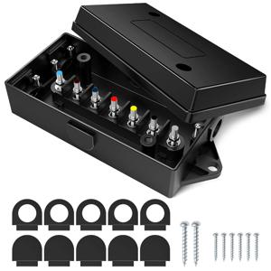 7 웨이 전기 트레일러 와이어 정션 박스, 7 갱 트레일러 와이어 연결 박스, RV 라이트 코드 플러그 와이어링 블록 거치대 범용