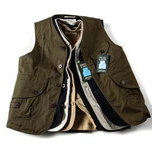 레트로 일본식 루즈핏 남성 조끼 멀티 포켓 작업복 캐주얼 스트리트웨어 아우터 커플 재킷 청년 패션