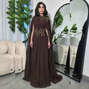 맞춤형 고품질 쉬폰 스팽글 패턴 플리츠 A 라인 보석 롱 드레스 맞춤형 행사 사이즈 사용 가능