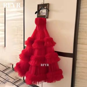 RFYR 라인 이브닝 드레스 다층 여성을위한 연인 파티 드레스 Strapless Prom Dress Customized