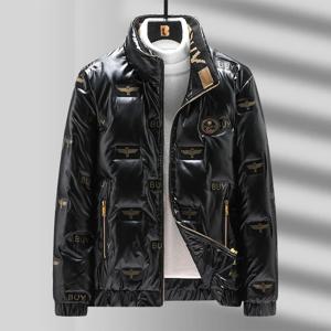 반짝 이는 다운 재킷 남자 겨울 방수 독수리 다운 재킷 솔리드 스탠드 칼라 클래식 Pleated 따뜻한 겨울 재킷 남성