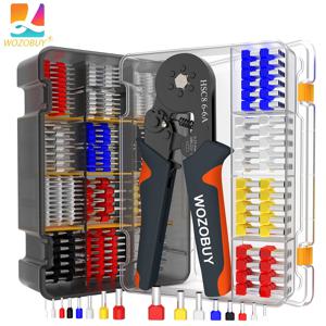 육각형 자체 조정식 래칫 페럴 압착 도구 키트 23-7AWG 0.25-10mm² 페럴 슬리브가 있는 크림퍼 키트 와이어 터미널