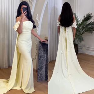 맞춤형 절묘한 저지 스팽글 플리츠 트럼펫 오프 숄더 롱 드레스 맞춤형 행사 공식