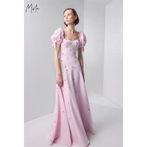 Mila 핑크 스윗하트 넥 댄스 파티 드레스 짧은 소매 백리스 맞춤형 고급스러운 여성 이브닝 드레스 a 라인 vestidos de fiesta