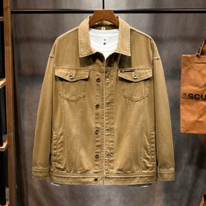 가을 데님 재킷 남자 큰 사이즈 루즈핏 탑 플러스 사이즈 남자 재킷 실험복 스타일 큰 사이즈 남자 재킷 5XL 6XL 7XL