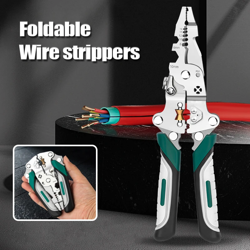 접이식 와이어 스트리퍼, 풀리 디자인 다기능 전기공용 와이어 분리기, 와이어 감기 플라이어, 크림핑 플라이어, 수공구