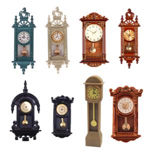 인형 집 1/12 스케일 클래식 벽시계 모델; 미니어처 빈티지 스타일 거실 장식품
