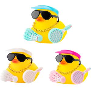 고무 오리 자동차 장식품 대시보드 장식품 배드민턴이 있는 멋진 자동차 액세서리