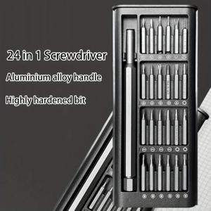 알루미늄 합금 손잡이, 고경도 금속 비트, 회전식 디자인, 분해 키트가 포함된 24-in-1 정밀 드라이버 세트