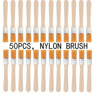 나무 손잡이가 있는 나일론 페인트 브러쉬 50개, 5인치, 노란색 강모, 벽, 문, 캐비닛, 가구, 울타리 페인팅에 이상적