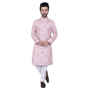 여름 남성용 디지털 프린트 쿠르타 바르다 레귤러 핏 만다린 칼라 생일, 결혼식, 아딜피트리 등 모든 행사에 적합
