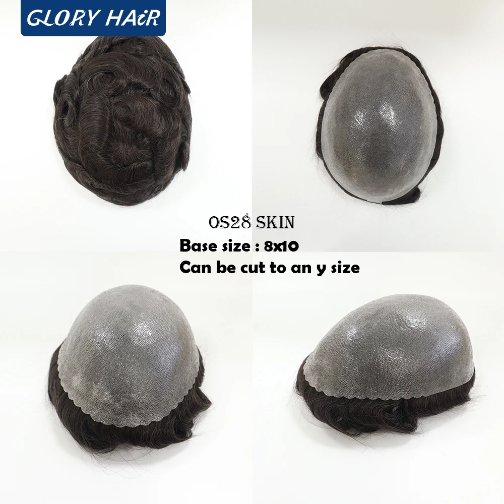 OS28-스킨 클리어런스 세일 130% 밀도 투페이 할인 가격 헤어 유닛 남성용 모발 보형물 가발 더블 노티드 남성 투페이
