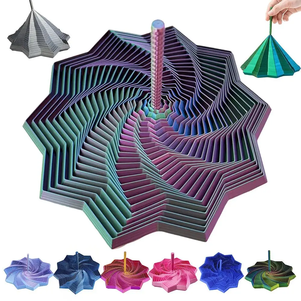 PLA 확장형 감각 자극 피젯 스타 3D 프린팅 회전 나선형 피젯 장난감 손잡이 포함 스트레스 해소 데스크탑 디컴프레션 장난감