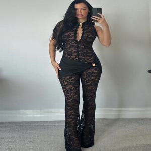 Nibber Streetwear Patchwork Jacquard Jumpsuit 여자 섹시한 녹슨 허리 금속 매듭 스트레치 스키니 한밤중 운동 작업복