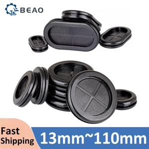 블랙 고무 양면 그로밋 보호 코일 와이어 케이블 보호 씰링 링 방진 커버 13mm~110mm
