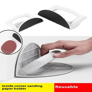 1 세트 플라스틱 코너 샌더 인체공학적 핸드헬드 도구 목공 DIY 프로젝트용 자가 접착 반원형 샌딩 패드 홀더