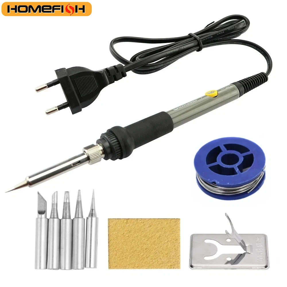 60W 온도 조절 가능 전기 납땜 인두 EU 220V / US 110V 용접 인두 리워크 스테이션 열펜 팁 DIY 수리용