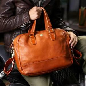 비즈니스 캐주얼 디자이너 수제 소가죽 남성용 서류 가방 노트북 핸드백 여행용 업무용 정품 가죽 메신저 백