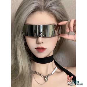 사이버펑크 LED 라이트업 아이 마스크 테크 감각 댄싱 마스크 남성용 패셔너블 홈 유즈 세트 멋진 발광 안경 (페이주시안션)