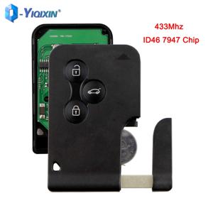 YIQIXIN 433Mhz Renault Clio Logan Megane 2 3 경치 ID46 PCF7947 칩 삽입 2 버튼 원격 카드 Fob 용 스마트 제어 자동차 키