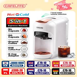 Cafelffe 5in1 멀티 캡슐 커피 머신 DG 카푸치노, Nes 캡슐, ESE 포드, 분쇄 커피 호환, 사랑하는 사람, 아빠, 엄마를 위한 선물. 핫/콜드 추출 커피, 19바 고압 추출, 7단계 물량 선택.