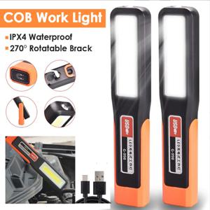자석 조명이있는 강력한 LED 작업 조명 손전등 자동차 차고 정비공 램프 USB 충전 COB 비상 조명 경고등