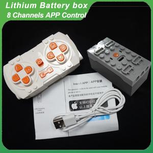기술 2.4G 블루투스 리튬 배터리 전원 팩 APP 모듈 MOC 빌딩 블록 전원 기능 8878 13100 모터 장난감 자동차
