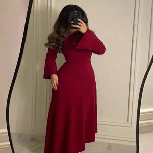 사용자 정의 고품질 크기 사용 가능 저지 주름 셔링 A 라인 V 넥 미디 드레스 맞춤형 행사 드레스 절묘한 섹시한